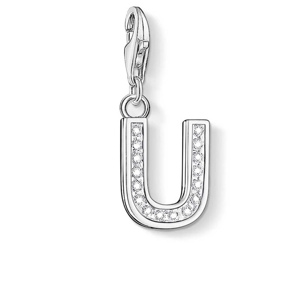 Thomas Sabo CZ Initial U Charm Sterling Silver White CZ Lobster Clasp - Picture 1 of 1